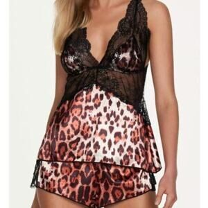 Frederick's of Hollywood Rosalina Rose Lace and Satin Cami/Short Set Size S NWT
